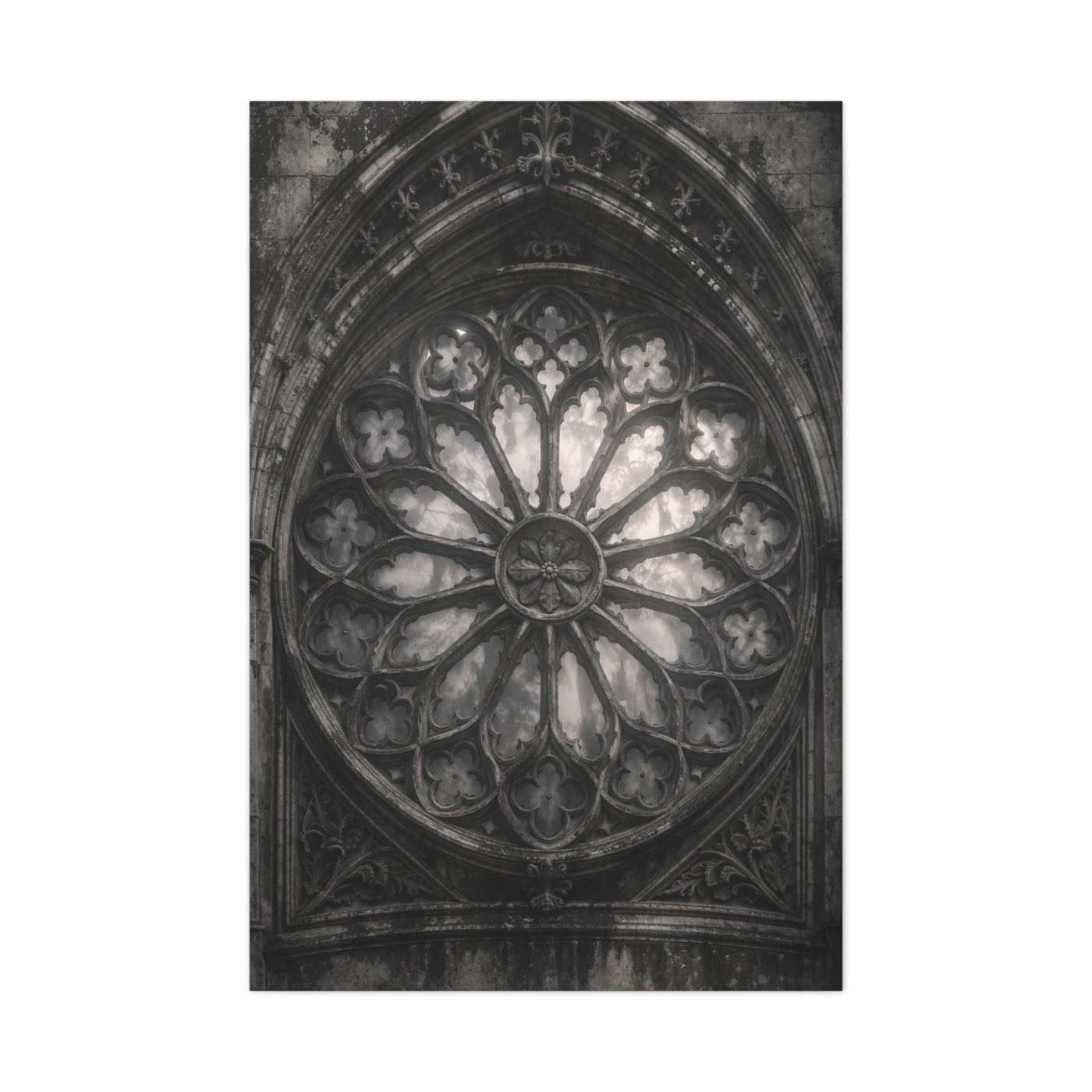Gothic Rose Window Stone Wall Art & Canvas Print