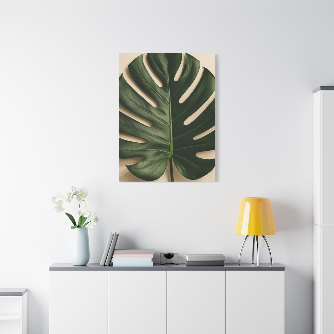 Minimal Monstera Leaf Botanical Tropical Wall Art & Canvas Print
