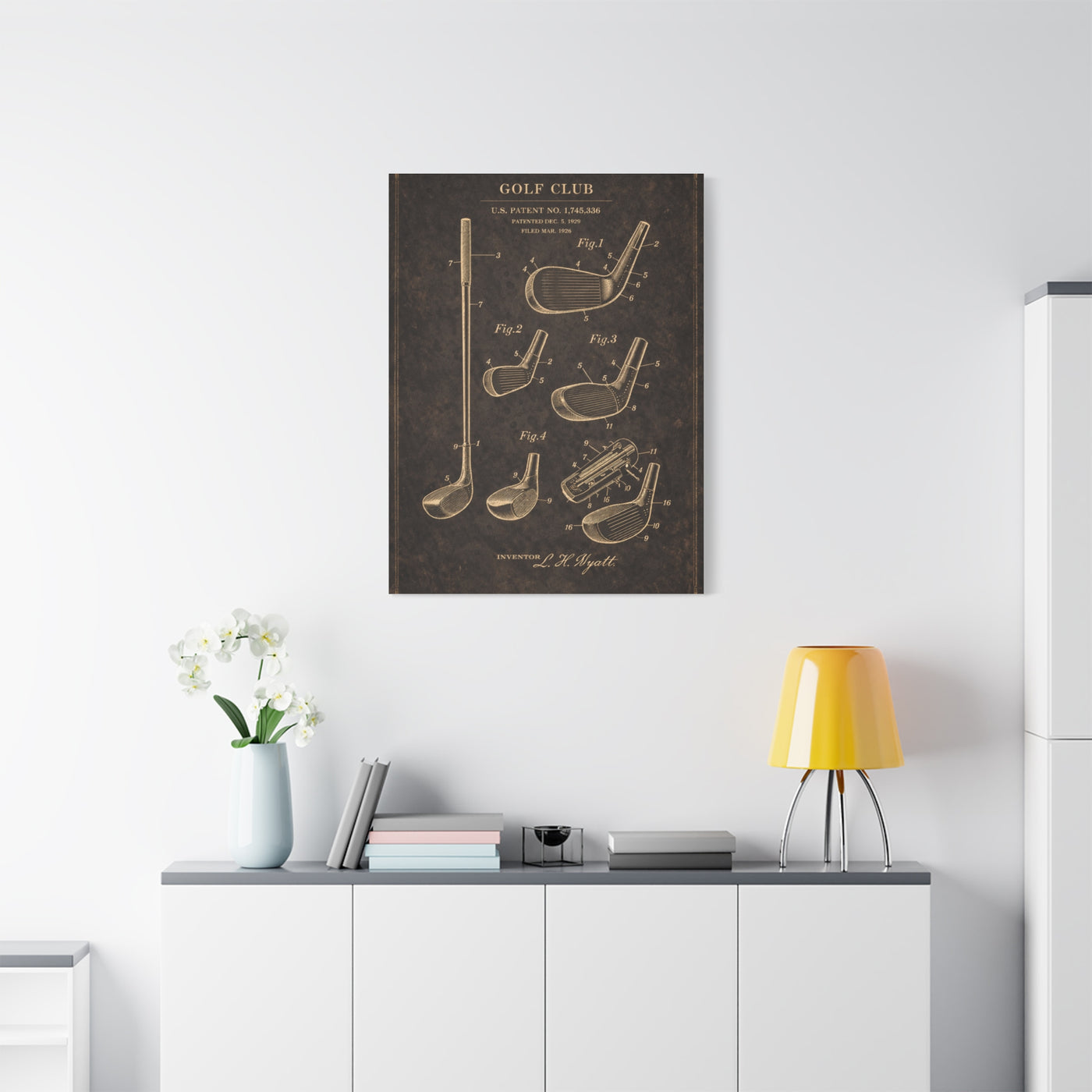 Antique Golf Club Patent Diagram Wall Art & Canvas Print