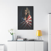 Woman Draped in American Flag Reflection Wall Art & Canvas Prints