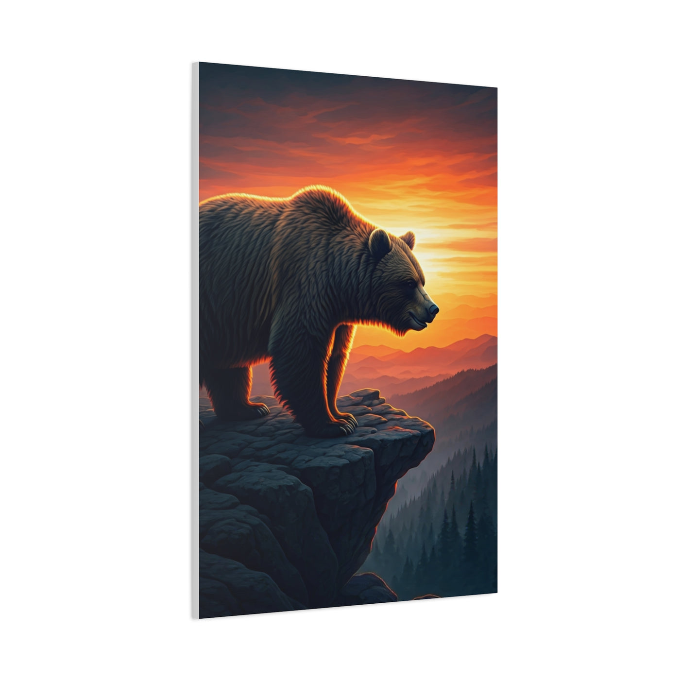 Sunset Cliff Grizzly Bear Wall Art & Canvas Prints