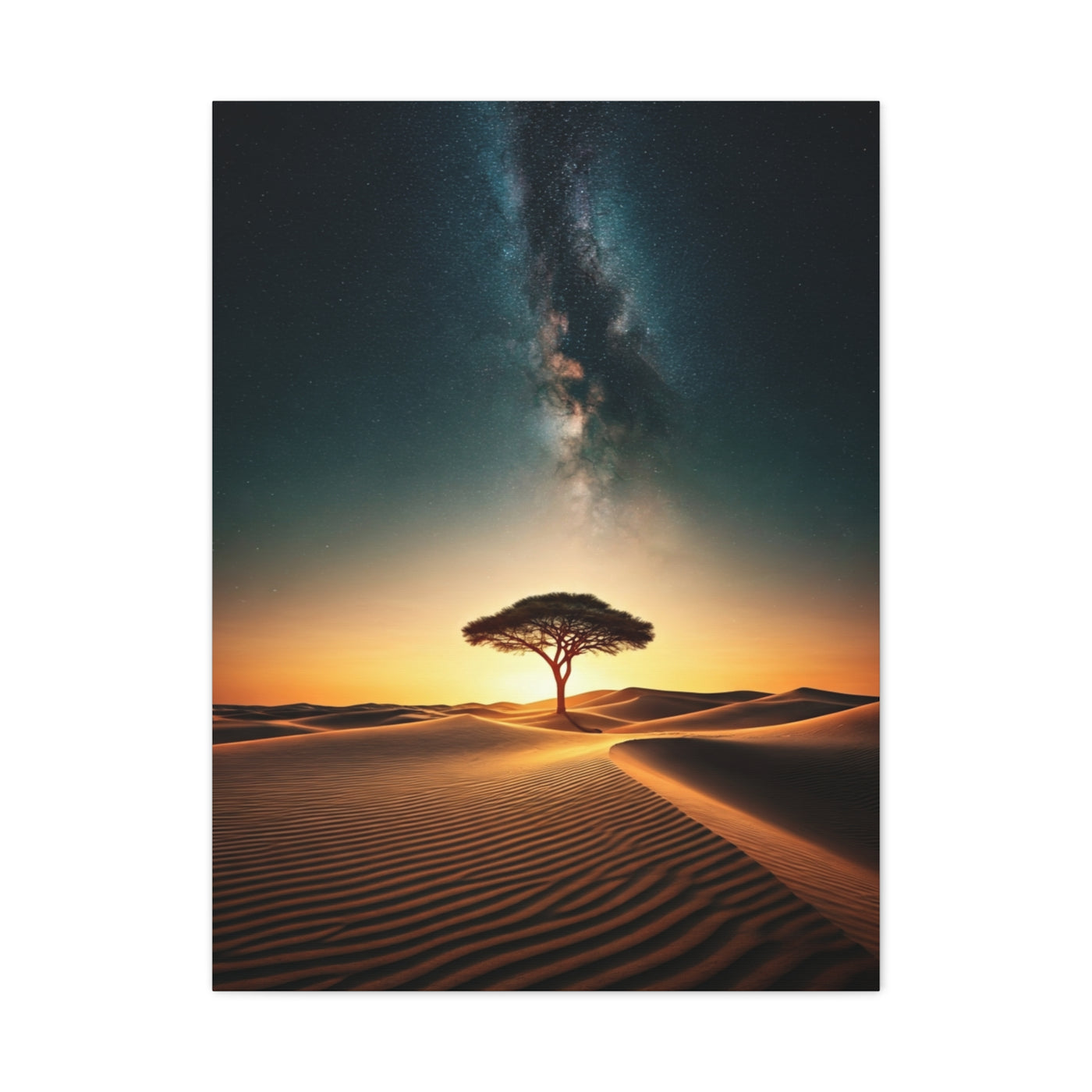 Lone Acacia Under the Cosmic Sky Wall Art & Canvas Prints