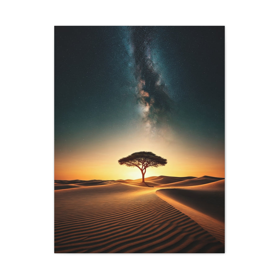 Lone Acacia Under the Cosmic Sky Wall Art & Canvas Prints