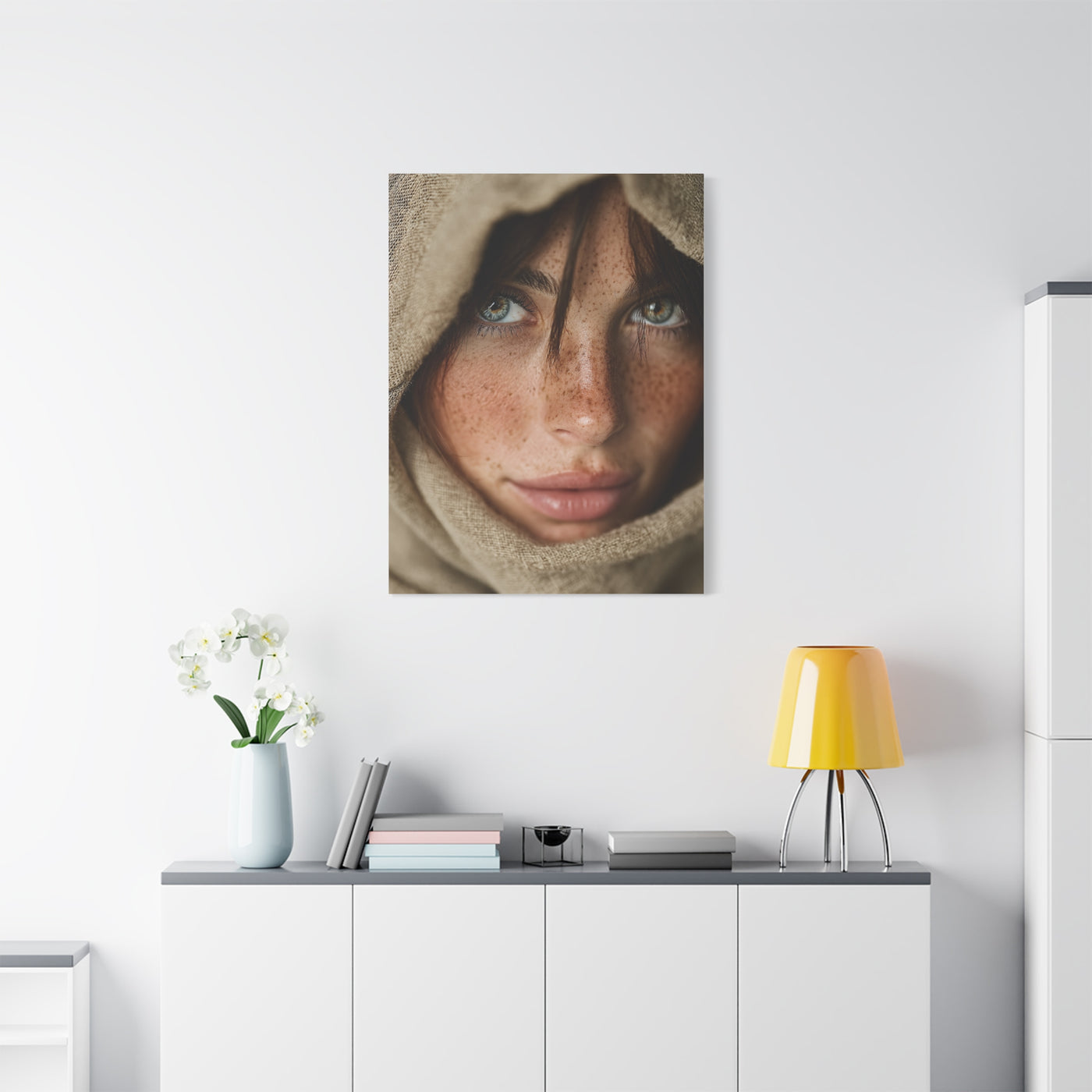 Freckled Muse Linen Hood Portrait Wall Art & Canvas Print