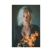 Blonde Muse Fire Camera Portrait Wall Art & Canvas Print