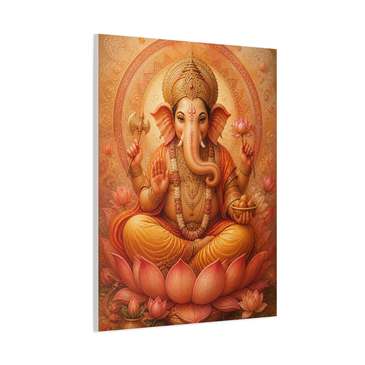 Lord Ganesha Lotus Blessing Wall Art & Canvas Print