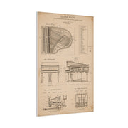 Steinway Grand Piano Technical Diagram Wall Art & Canvas Print