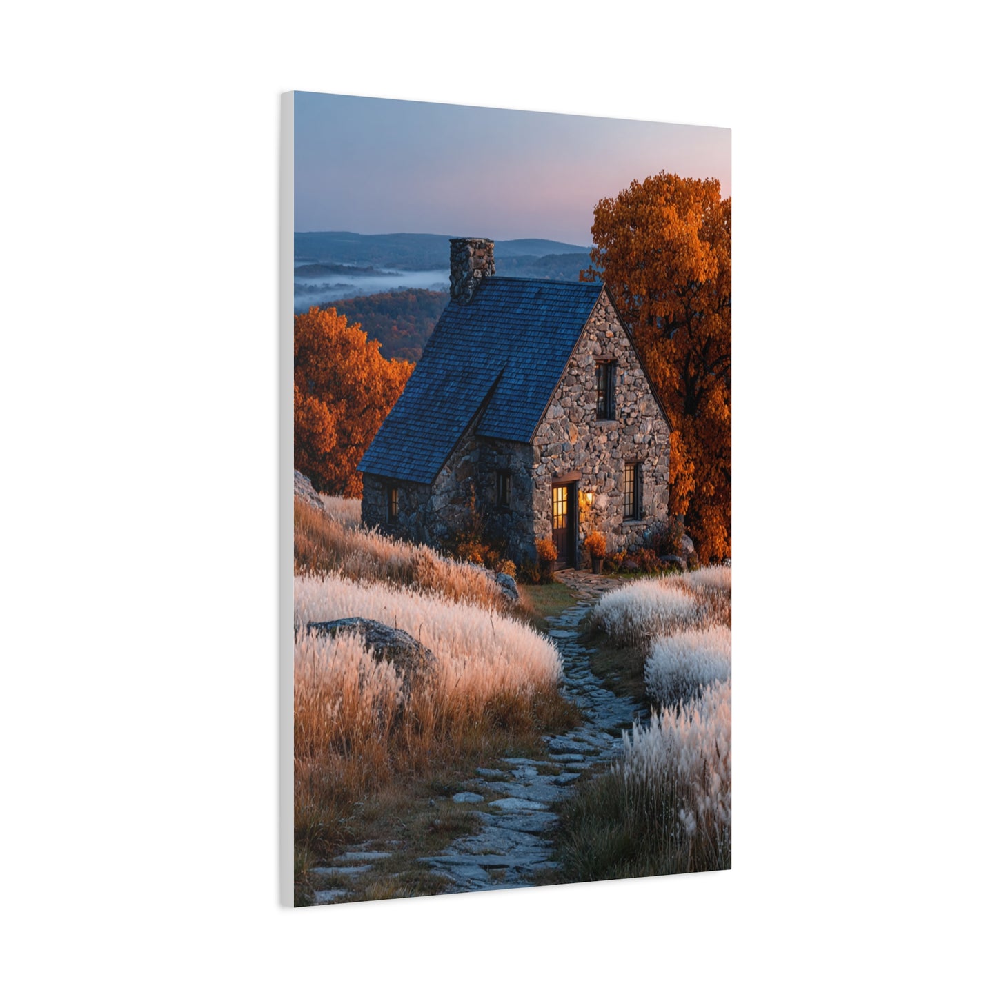 Autumn Cottage in Golden Hills Wall Art & Canvas Print