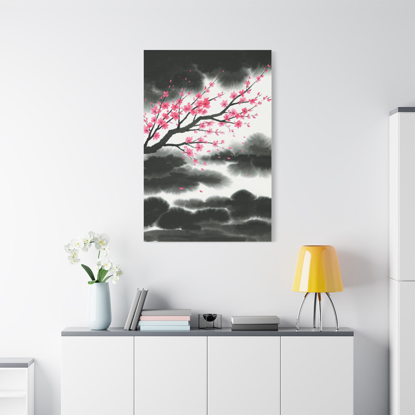 Japanese Ink Brush Sakura Landscape Wall Art & Canvas Prints