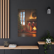 Cozy Christmas Fireplace Evening Wall Art & Canvas Print
