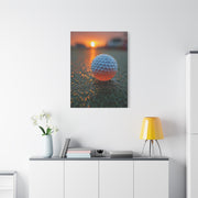Dew-Covered Golf Ball Sunrise Macro Wall Art & Canvas Print