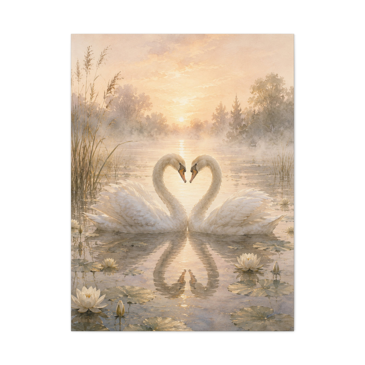 Ethereal Swan Devotion Sunrise Wall Art & Canvas Print