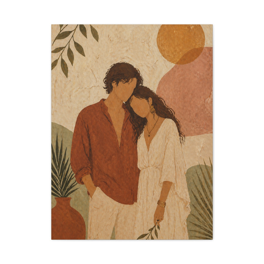Bohemian Faceless Couple Portrait Wall Art & Canvas Print