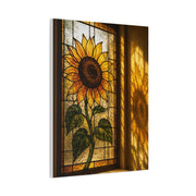 Golden Light Stained Glass Sunflower Wall Art & Canvas Print