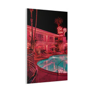 Pink Neon Pool Night Scene Wall Art & Canvas Print