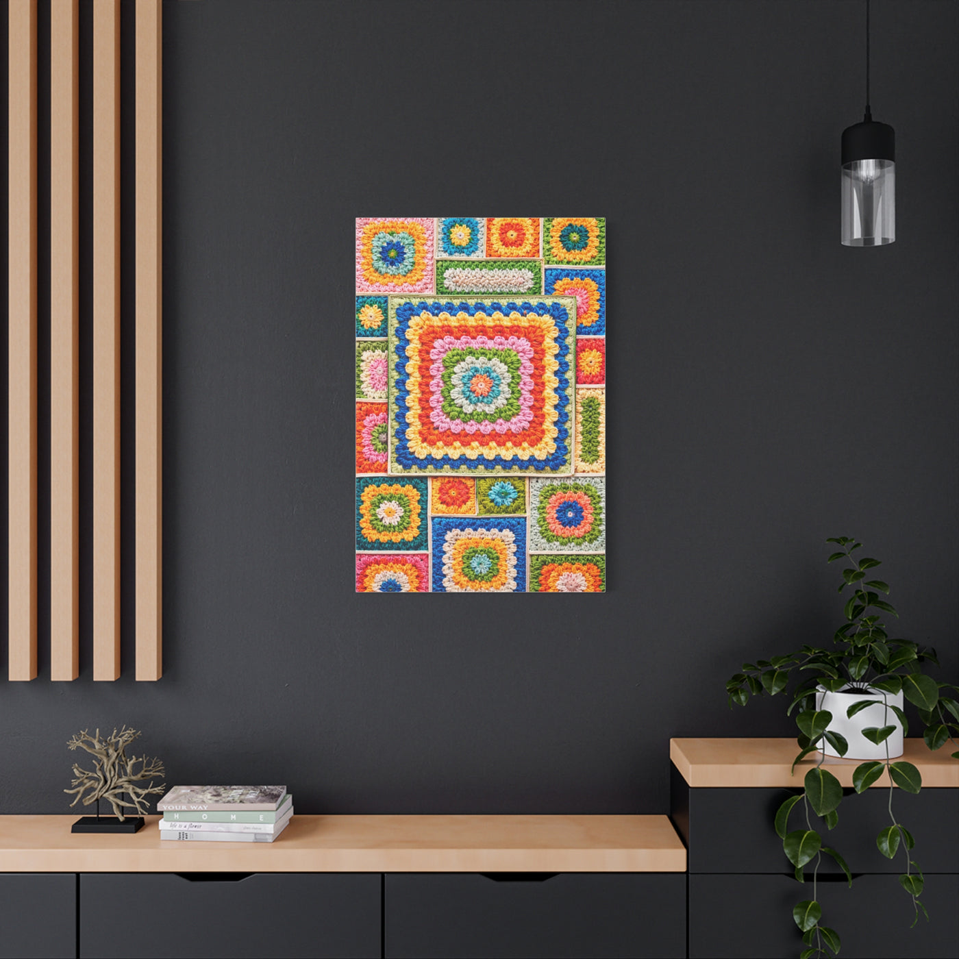 Granny-Square Concentric Abstraction Wall Art & Canvas Print