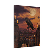 Raven on Moonlit Cemetery Gate Wall Art & Canvas Print