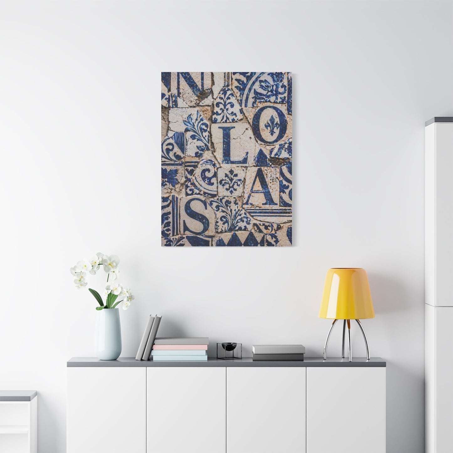 Blue Tile Mosaic Letter Composition Wall Art & Canvas Print