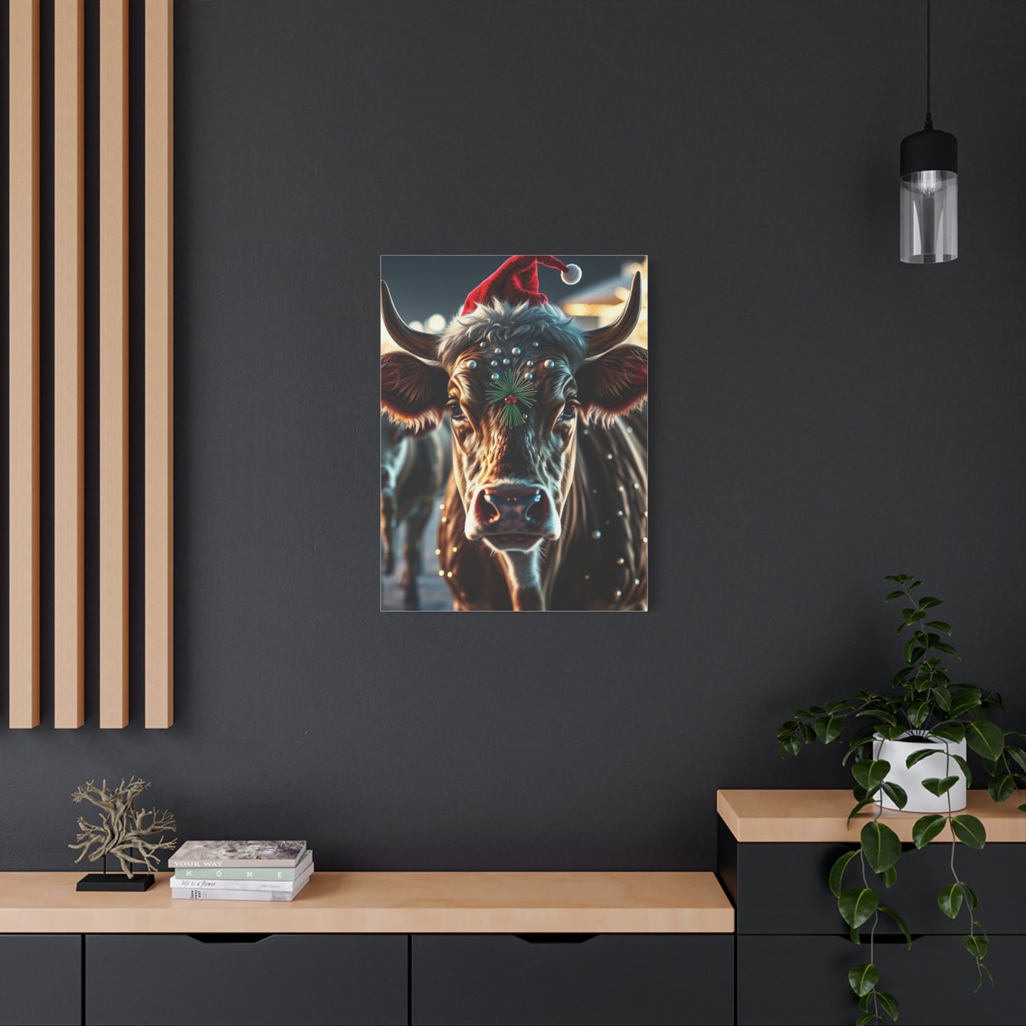 Yuletide Bovine Elegance Canvas wall art & canvas print