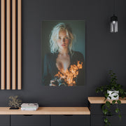 Blonde Muse Fire Camera Portrait Wall Art & Canvas Print