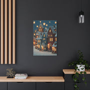 Nordic Winter Village Folk Scene Wall Art & Canvas Print