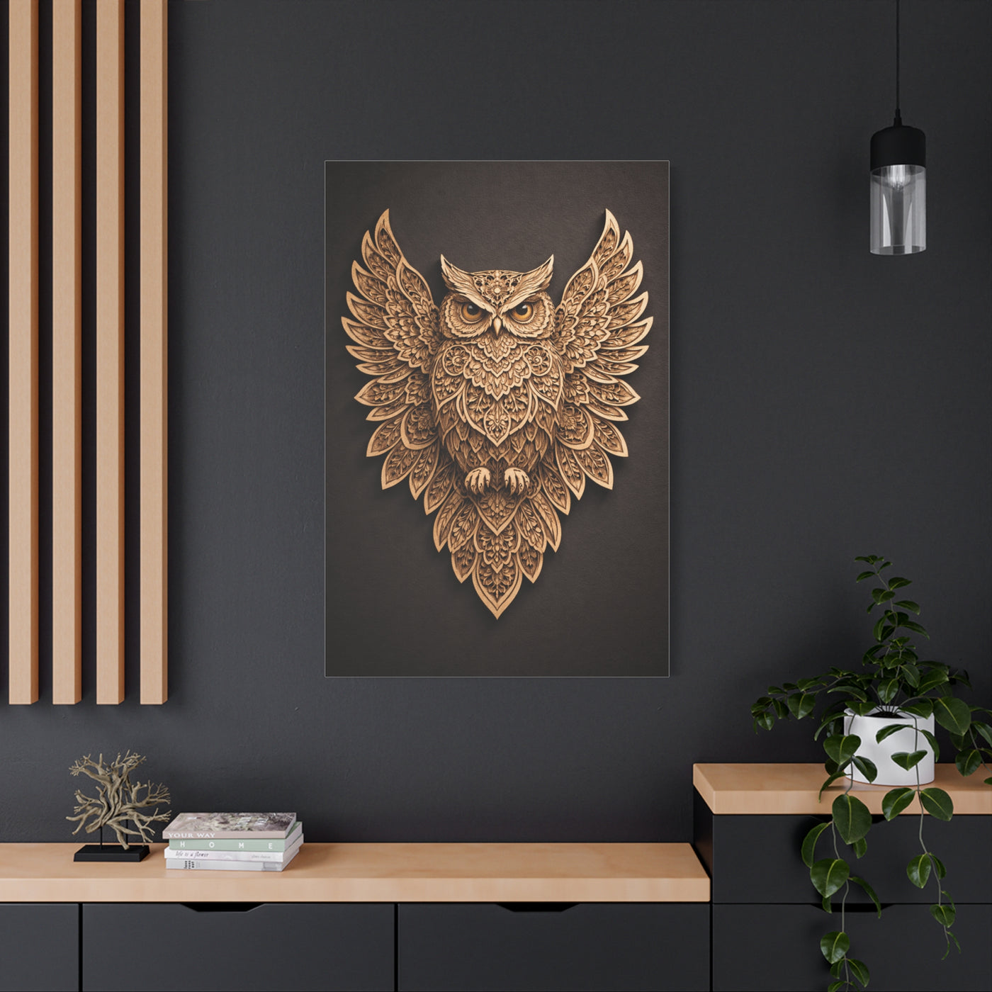 Ornate Symmetrical Owl Mandala Wall Art & Canvas Print