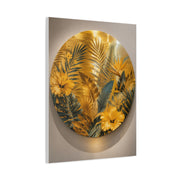 Golden Tropical Botanical Disc Composition Wall Art & Canvas Print