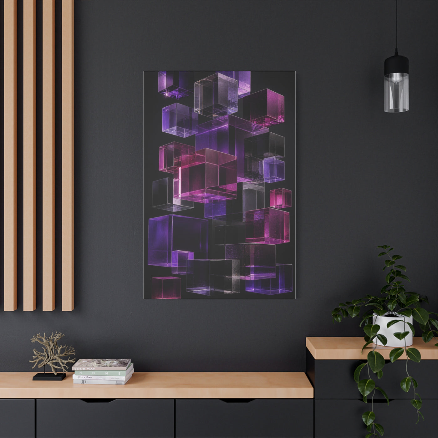 Floating Violet Glass Cubes Wall Art & Canvas Print