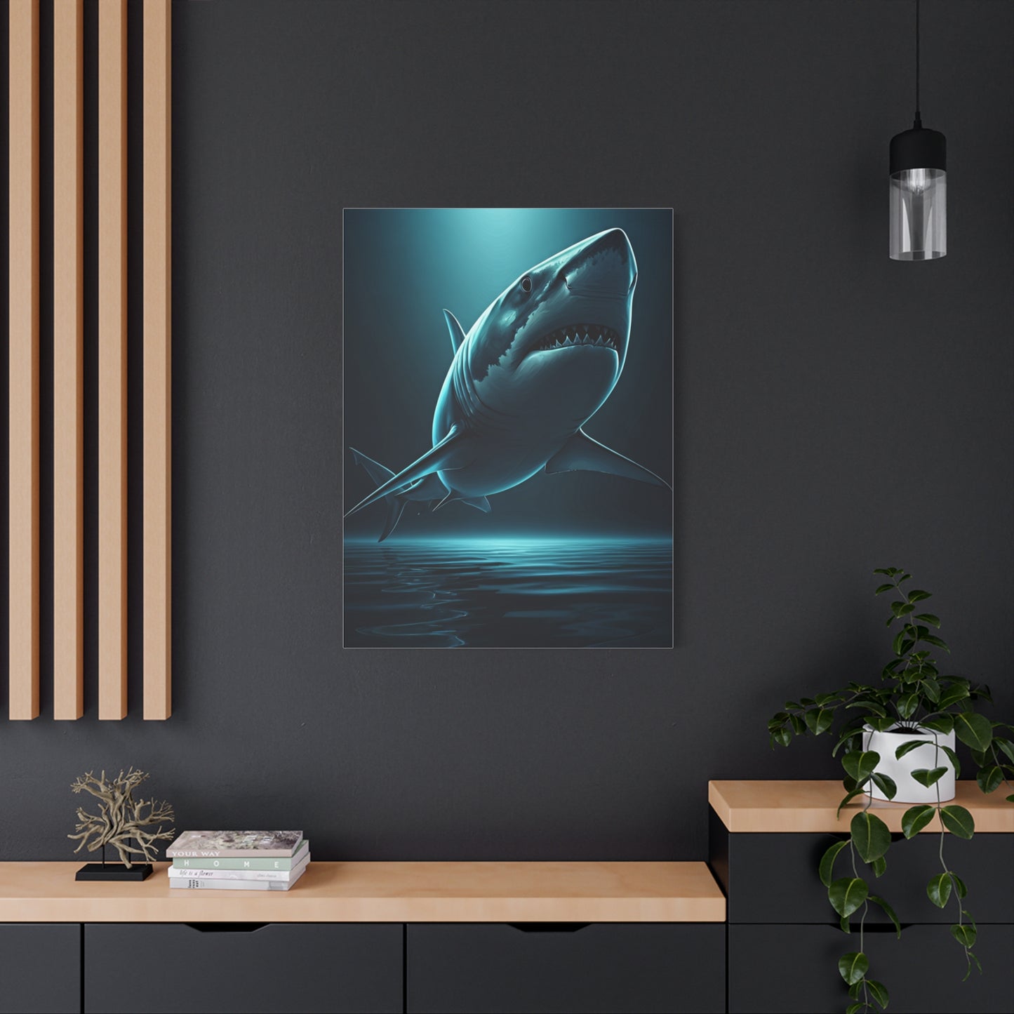 Great White Shark in Deep Blue Waters Wall Art & Canvas Prints