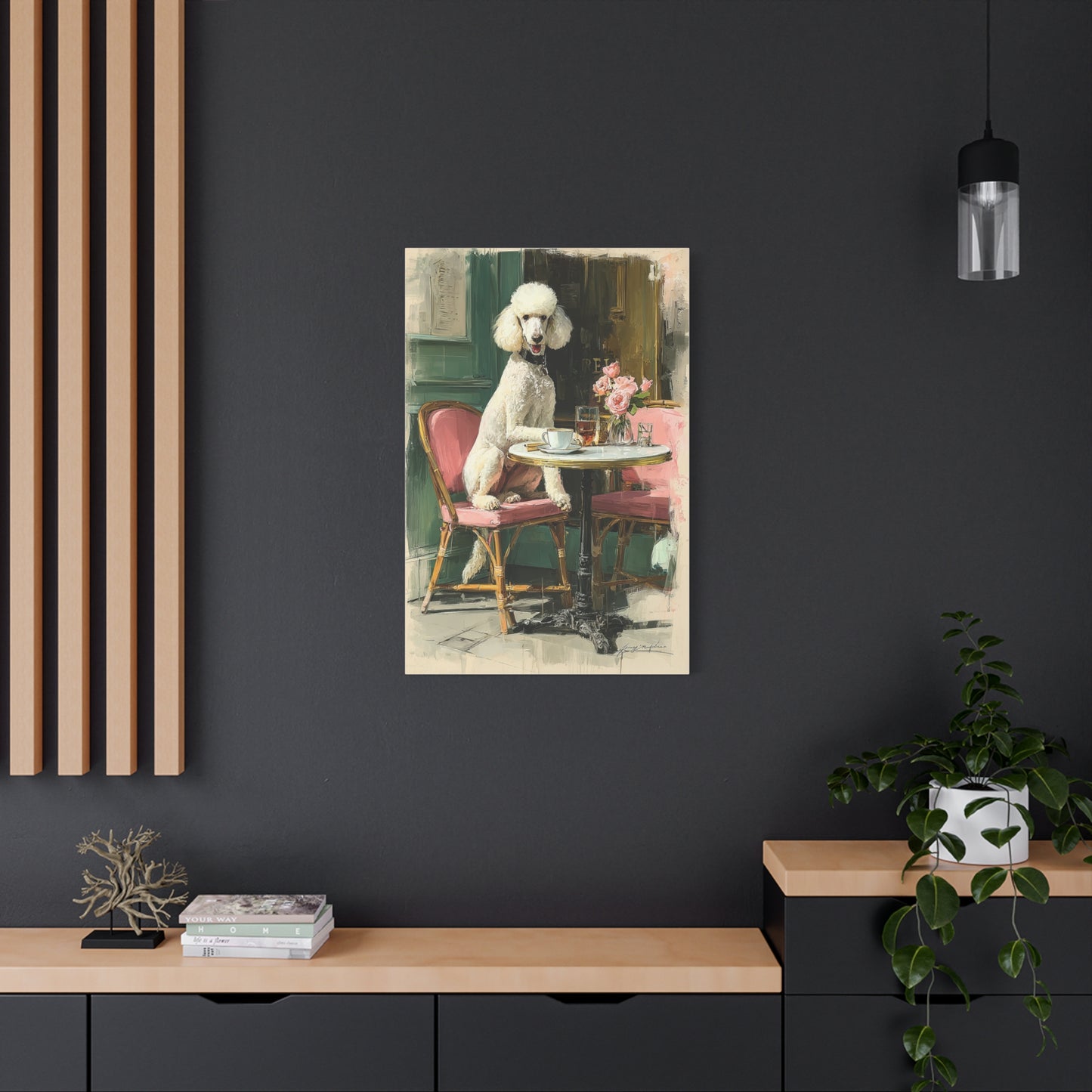 Paris Café Poodle Portrait Wall Art & Canvas Print