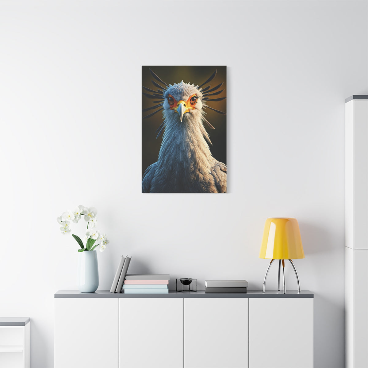 Majestic Secretary Bird Portrait Wall Art & Canvas Prints