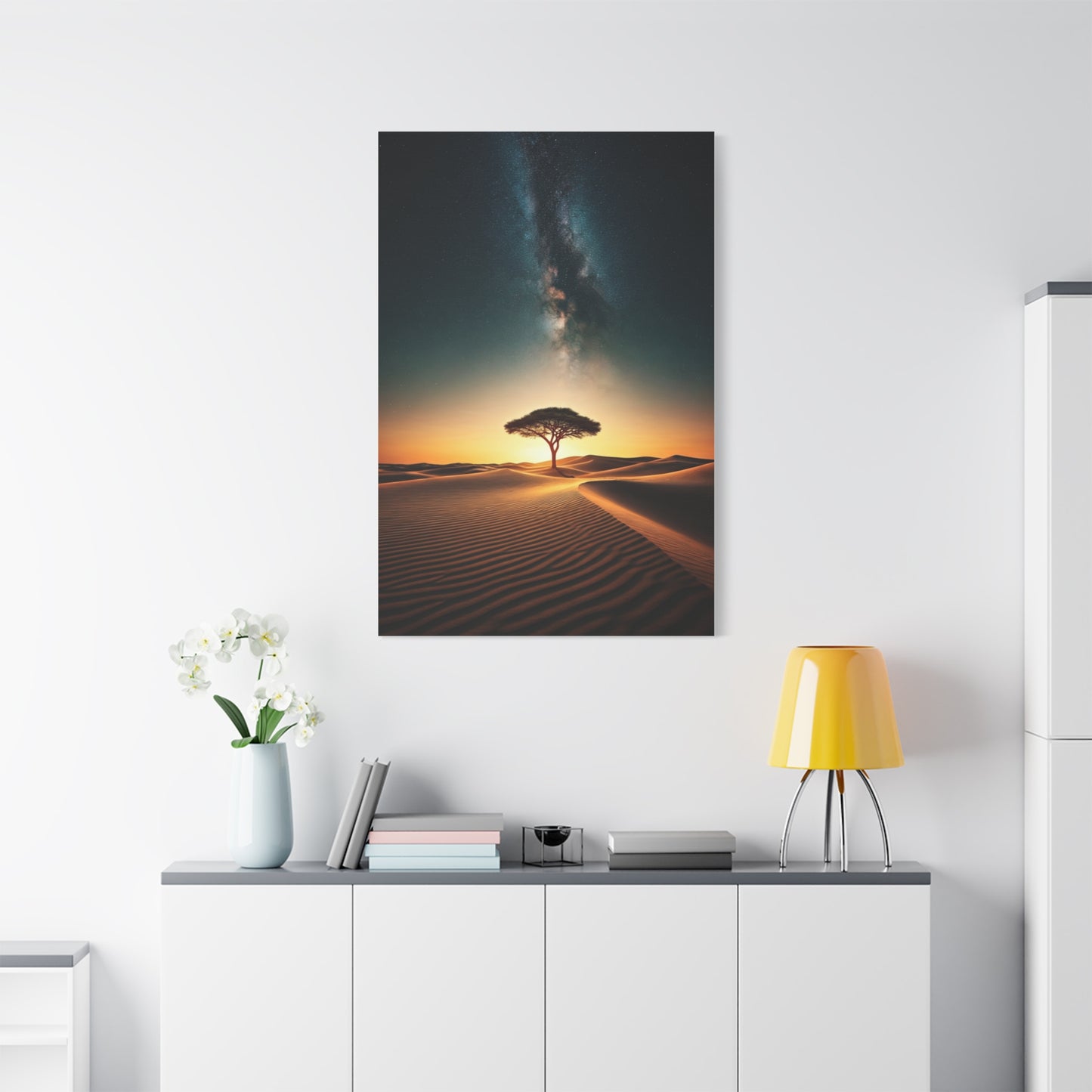 Lone Acacia Under the Cosmic Sky Wall Art & Canvas Prints