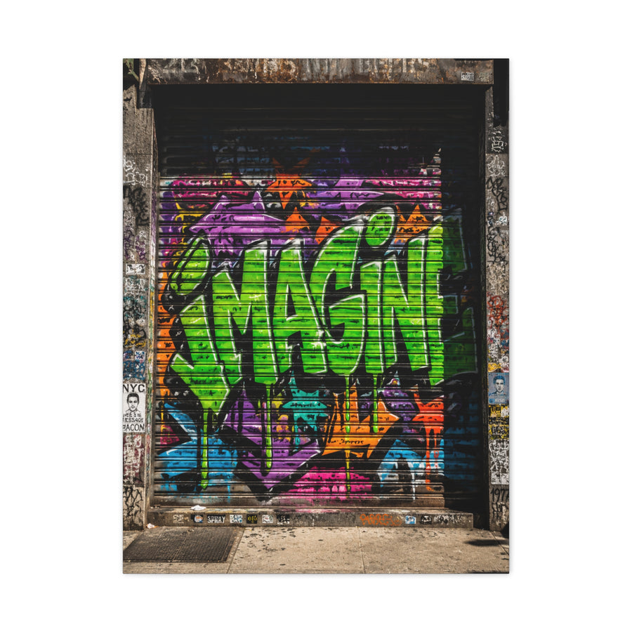 Imagine Graffiti Alley Door Street Wall Art & Canvas Print
