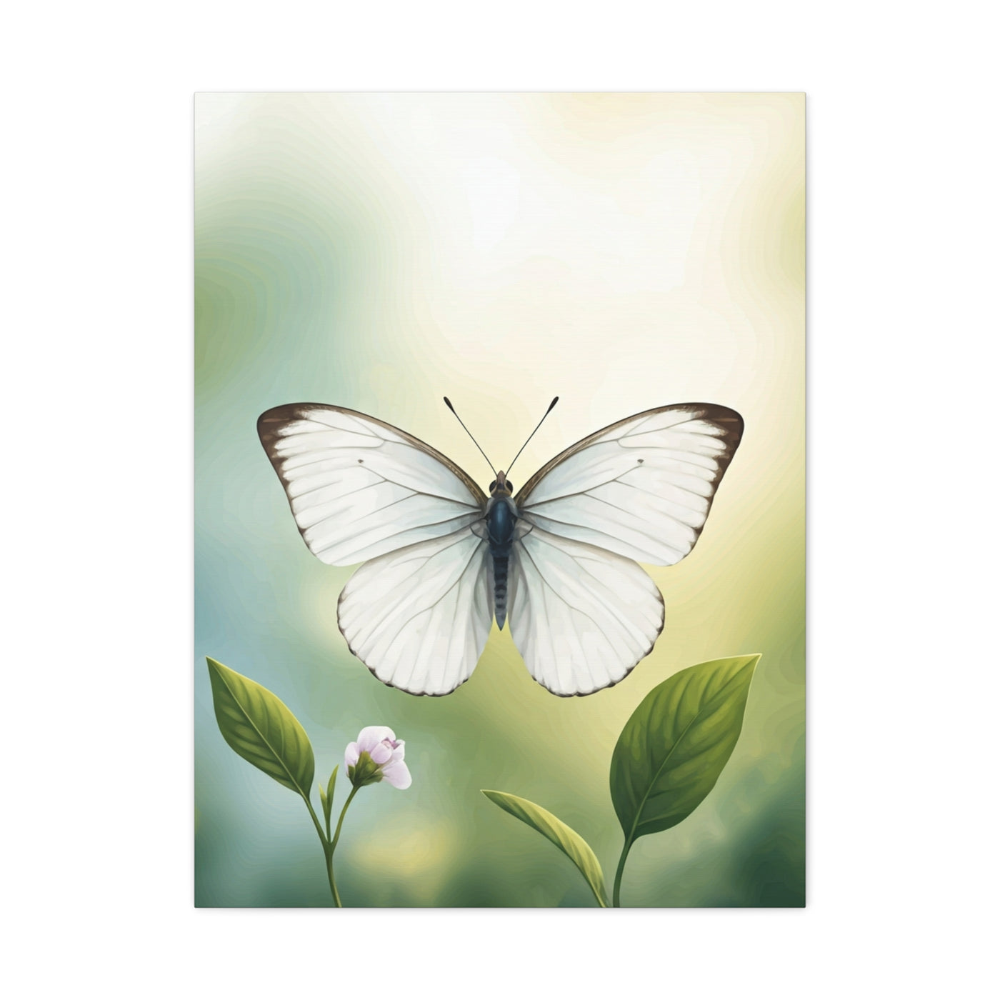 White Butterfly Botanical Serenity Wall Art & Canvas Prints