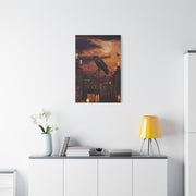 Raven on Moonlit Cemetery Gate Wall Art & Canvas Print
