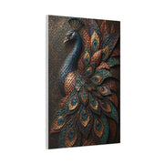Sculptural Metal Peacock Relief Wall Art & Canvas Print