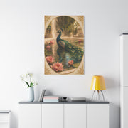 Lotus Pool Peacock Reflection Wall Art & Canvas Print