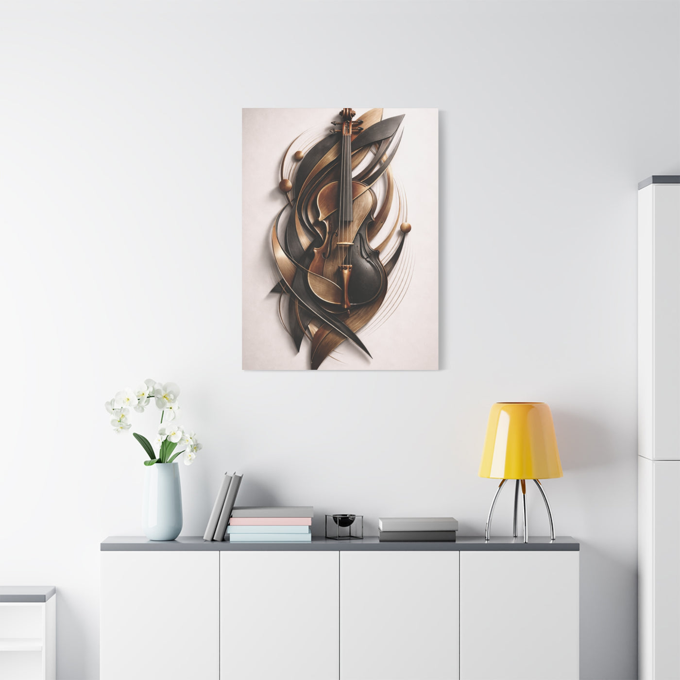 Sculptural Violin Motion Composition Wall Art & Canvas Print