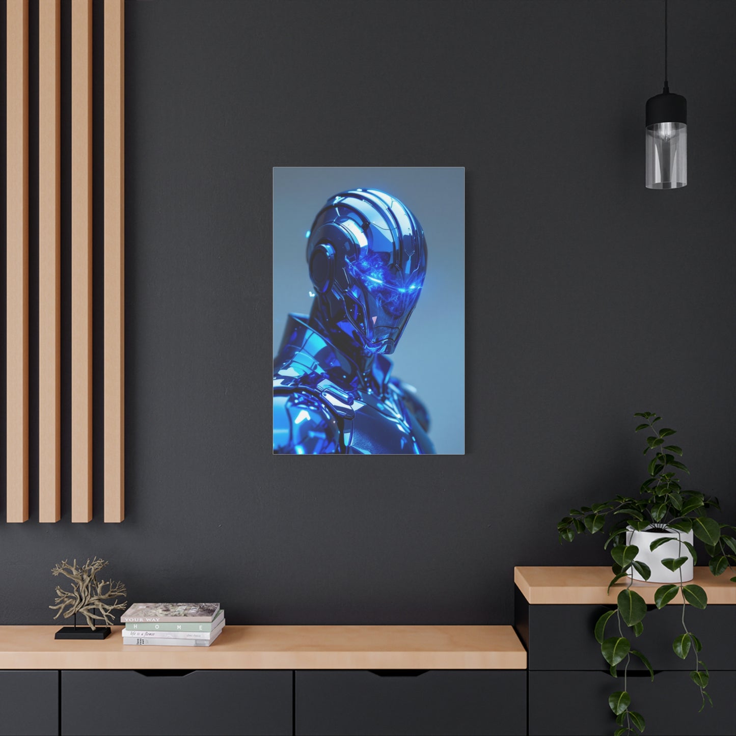 Futuristic Blue Chrome Figure Wall Art & Canvas Prints