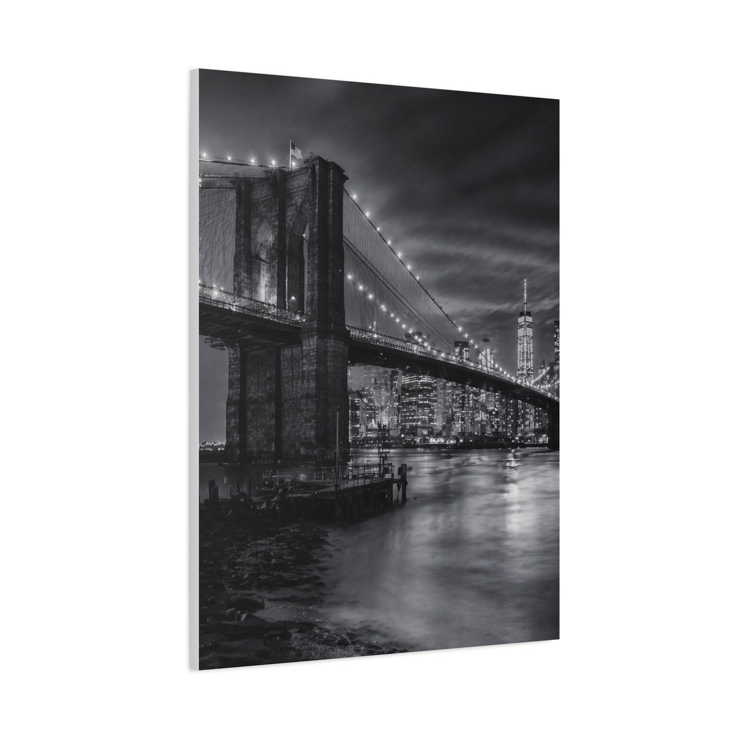 Brooklyn Bridge Night Panorama Wall Art & Canvas Print