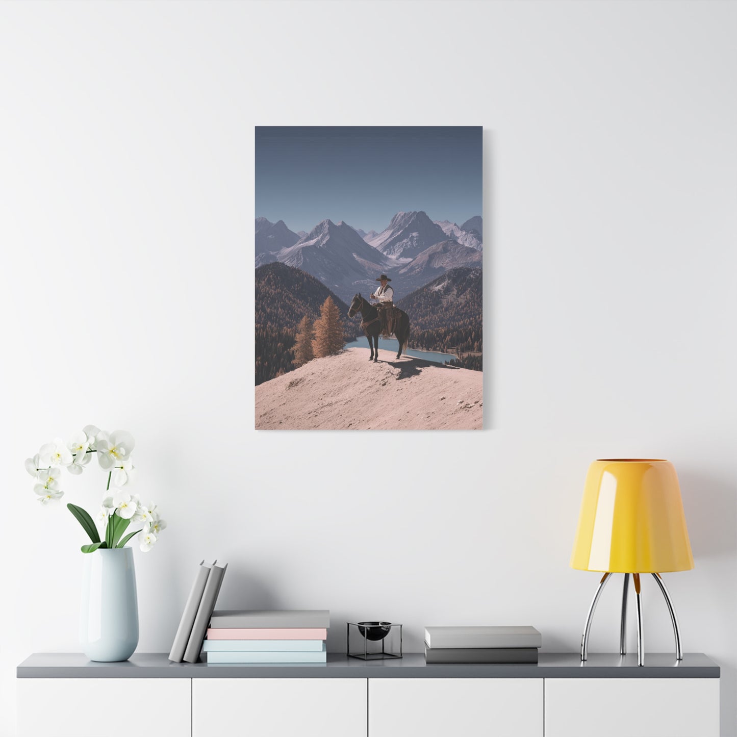Mountain Overlook Cowboy Wall Art & Canvas Print