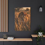 Lion Stalking Through Savannah Grass Wall Art & Canvas Print