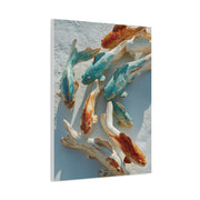Driftwood School of Fish Coastal Sculpture Wall Art & Canvas Print