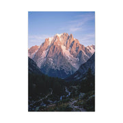 Sunlit Alpine Peak & Forest Valley Wall Art & Canvas Print
