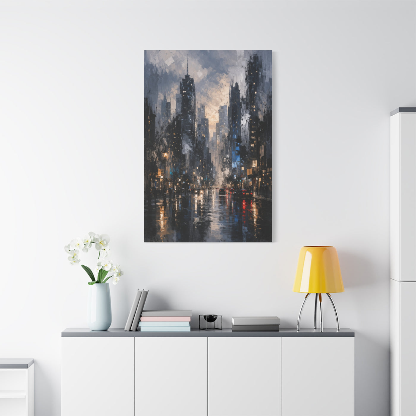 Rainy Cityscape Nights Wall Art & Canvas Print