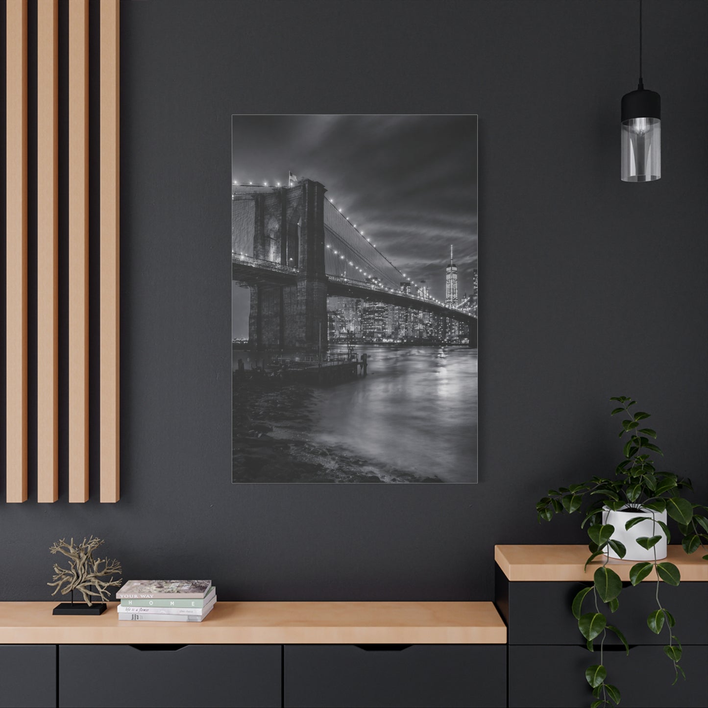 Brooklyn Bridge Night Panorama Wall Art & Canvas Print