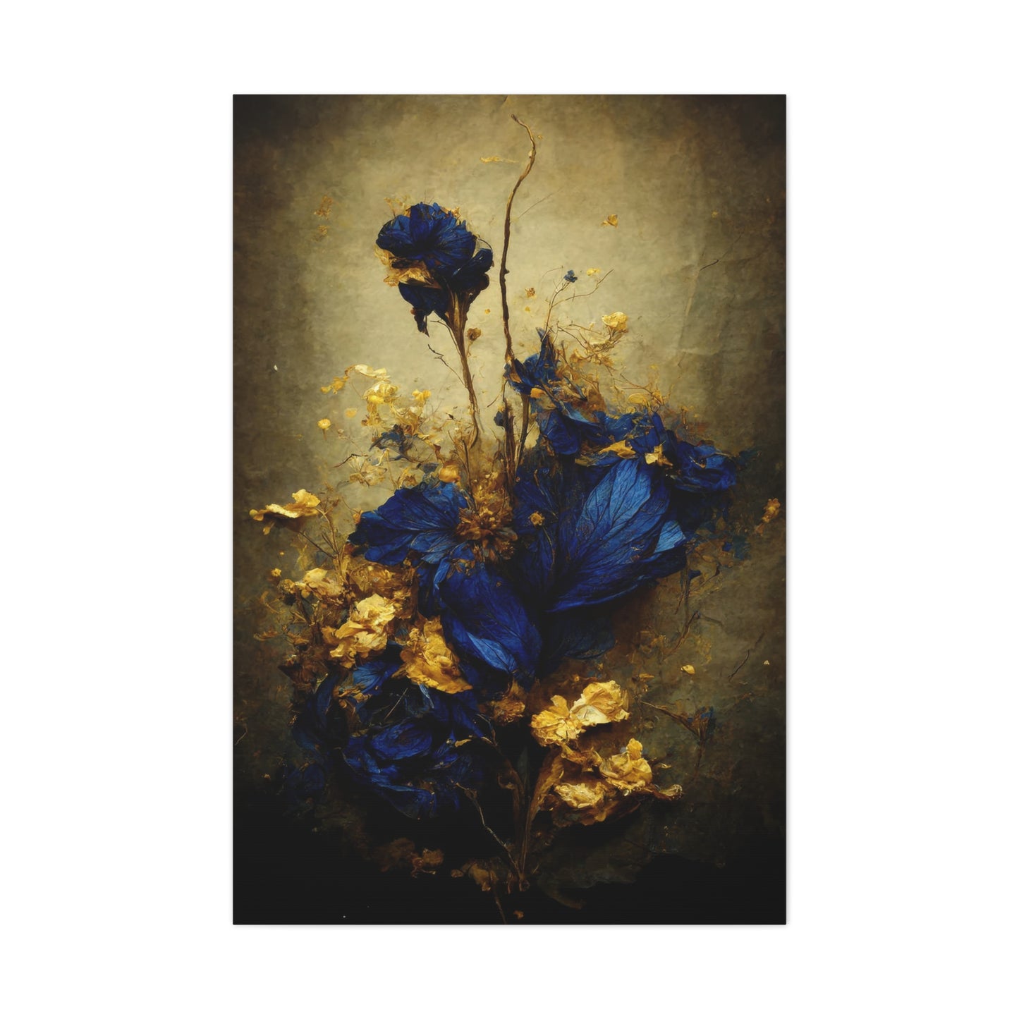 Blue and Gold Bouquet Wall Art & Canvas Prints