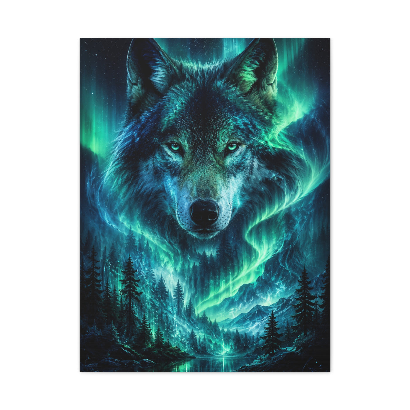 Aurora Spirit Wolf Cosmic Landscape Wall Art & Canvas Print