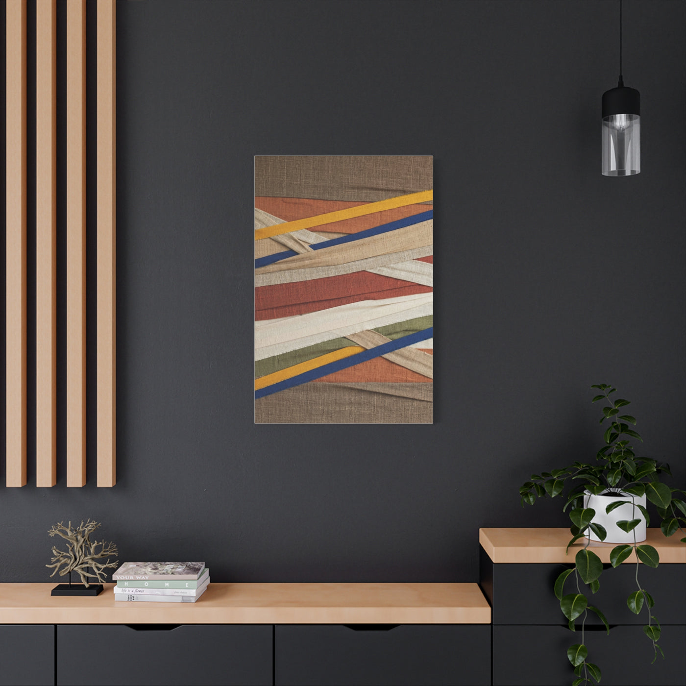 Woven Textile Strips Collage Wall Art & Canvas Print