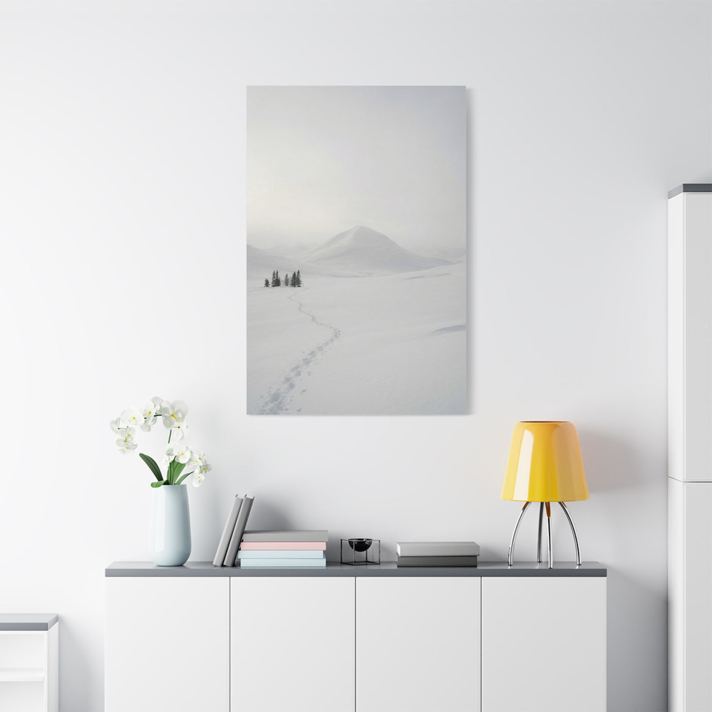 Scandinavian Winter Minimalist Mountain Wall Art & Canvas Print